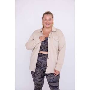 NEW MONO B snap-on shacket with pockets - plus in natural